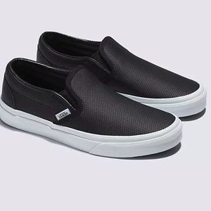 VANS BLACK SLIP-ON PERF LEATHER SHOE